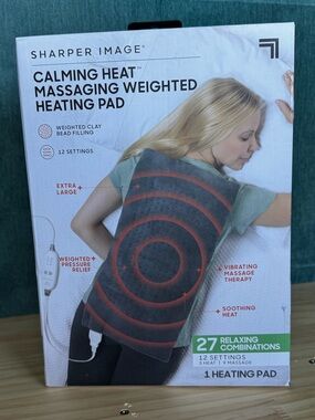 Sharper Image Gray Massaging Weighted Heating Pad